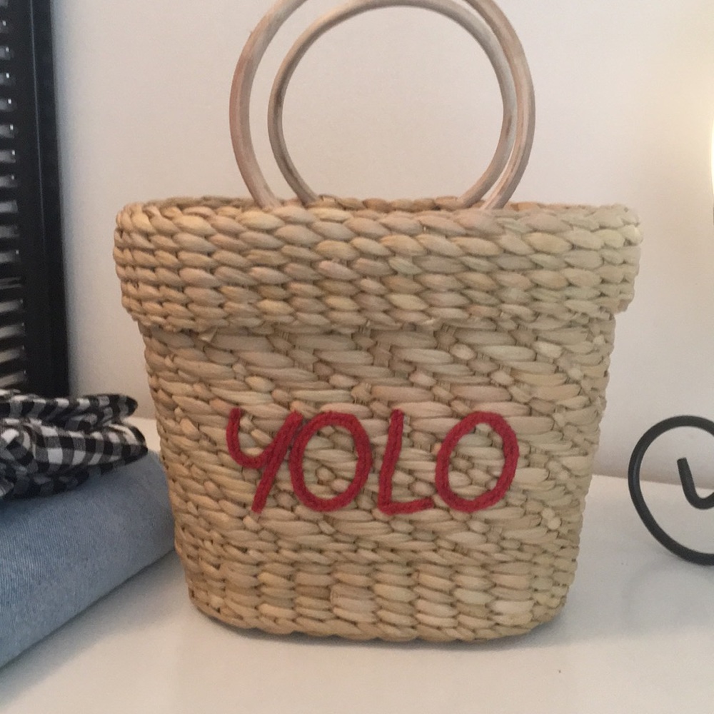 Woven YOLO Basket Bag *NWOT*